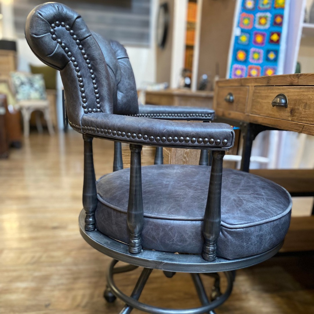 Captains Vintage Leather Office Chair Black image 2